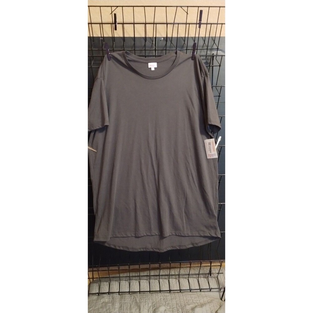 LuLaRoe Women’s Gray Solid Knit Basic T-Shirt Round Neck Short Sleeve 3XL